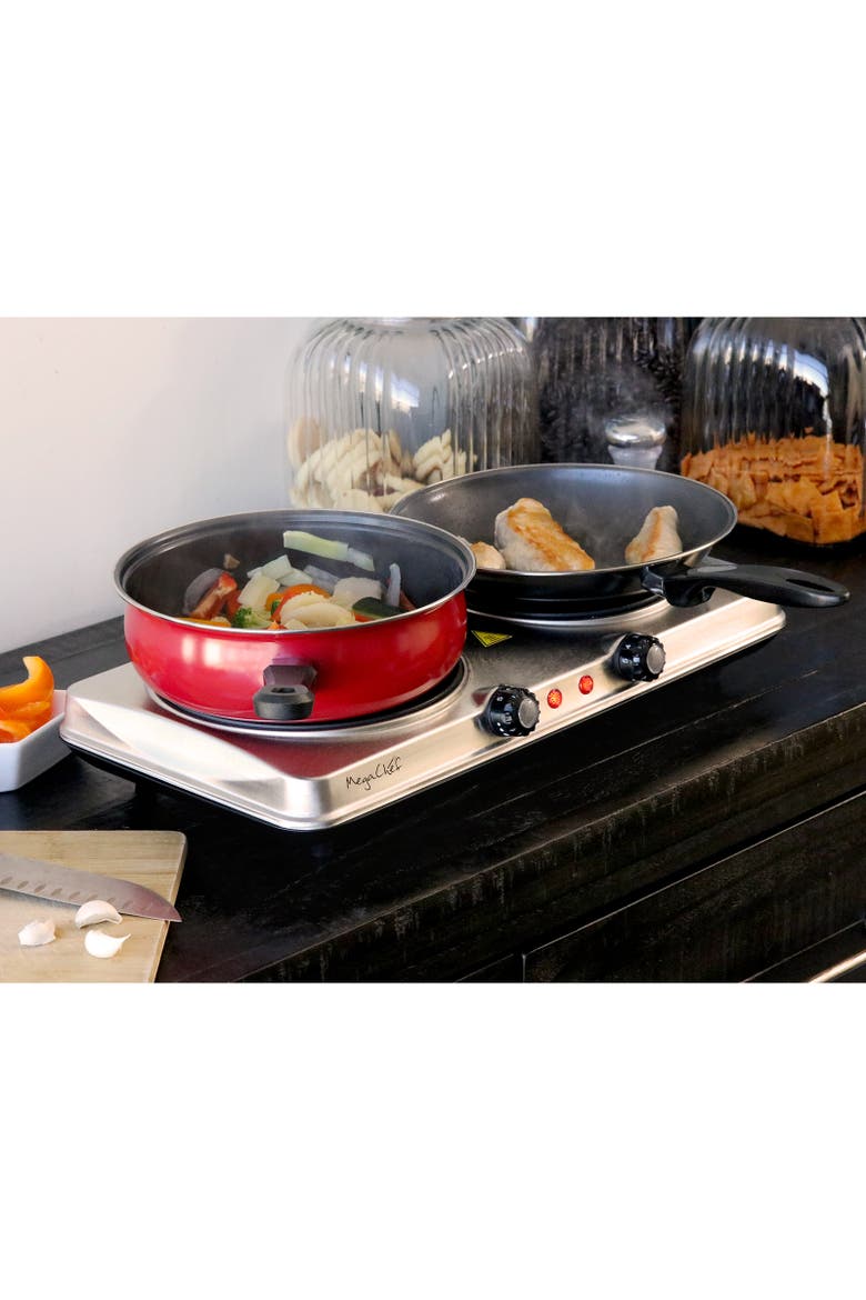 Electric Portable Dual Size Infrared Burner Cooktop Buffet Range, Alternate, color, Grey