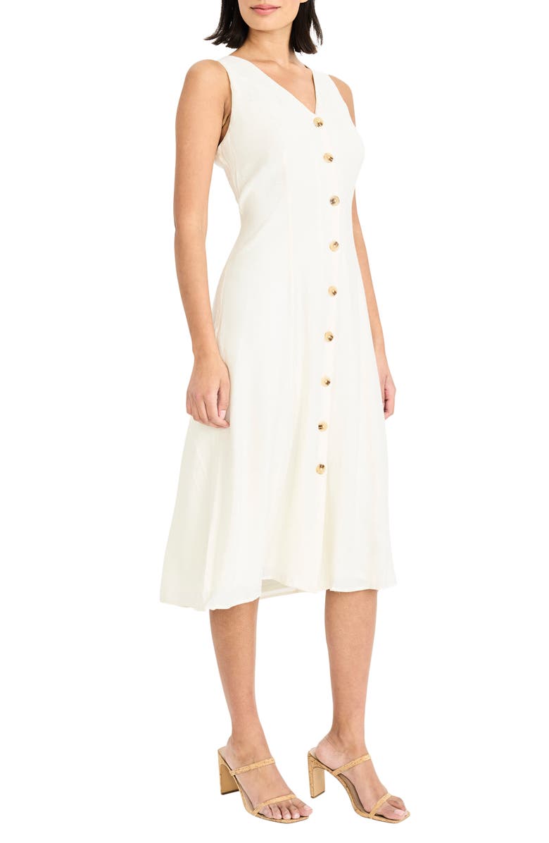 Maggy London Sleeveless Midi Shirtdress, Alternate, color, Ivory