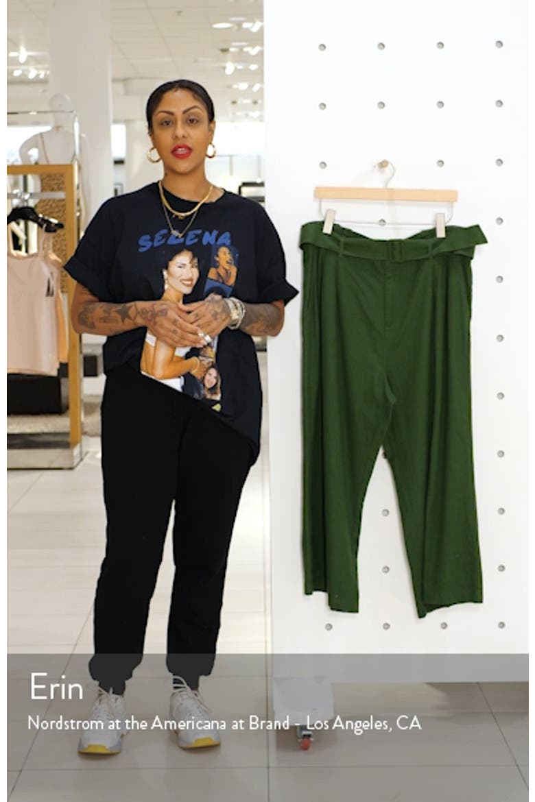Belted Wide Leg Linen Blend Pants video