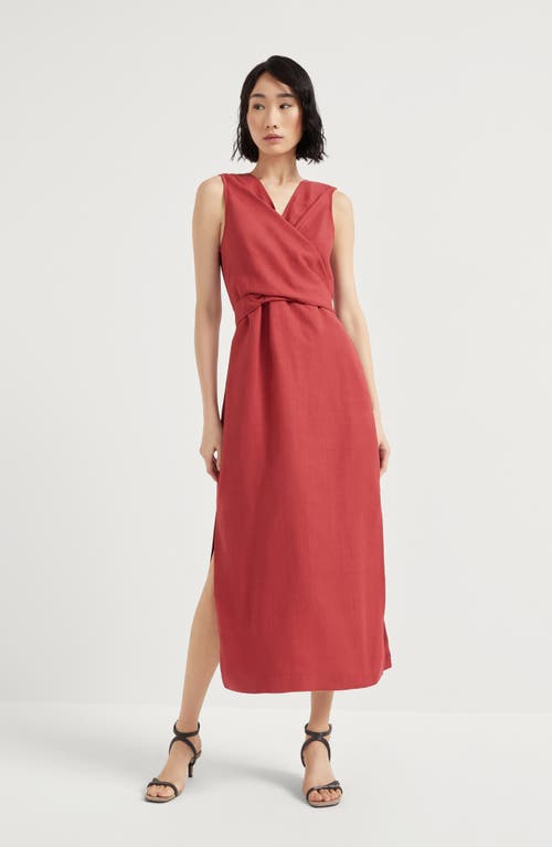 Brunello Cucinelli Gathered Midi Dress In Red