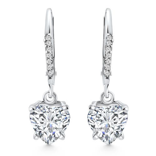 Bliss Diamond 2.07ct Tw Heart Diamond Dangle Lever Back Hoops 14k Gold Lab Grown In 14k White Gold