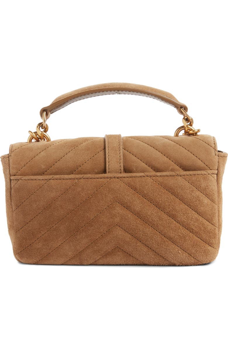 Saint Laurent Mini College Matelassé Suede Crossbody Bag, Alternate, color, Golden Leaf