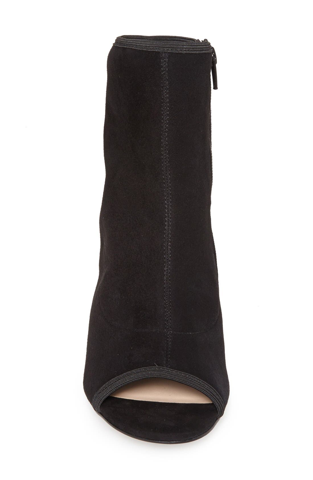 'Panina' Peep Toe Stretch Suede Bootie, Alternate, color, BLACK STRETCH SUEDE