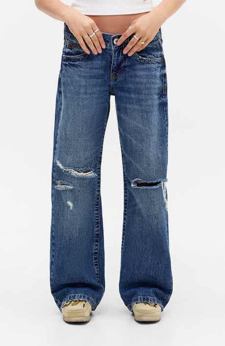 Kayla Ripped Low Rise Wide Leg Jeans