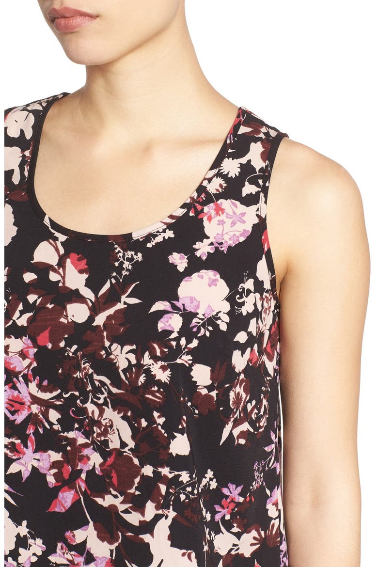 Scoop Neck Woven Tank, Alternate, color, BLACK- PINK FLORAL