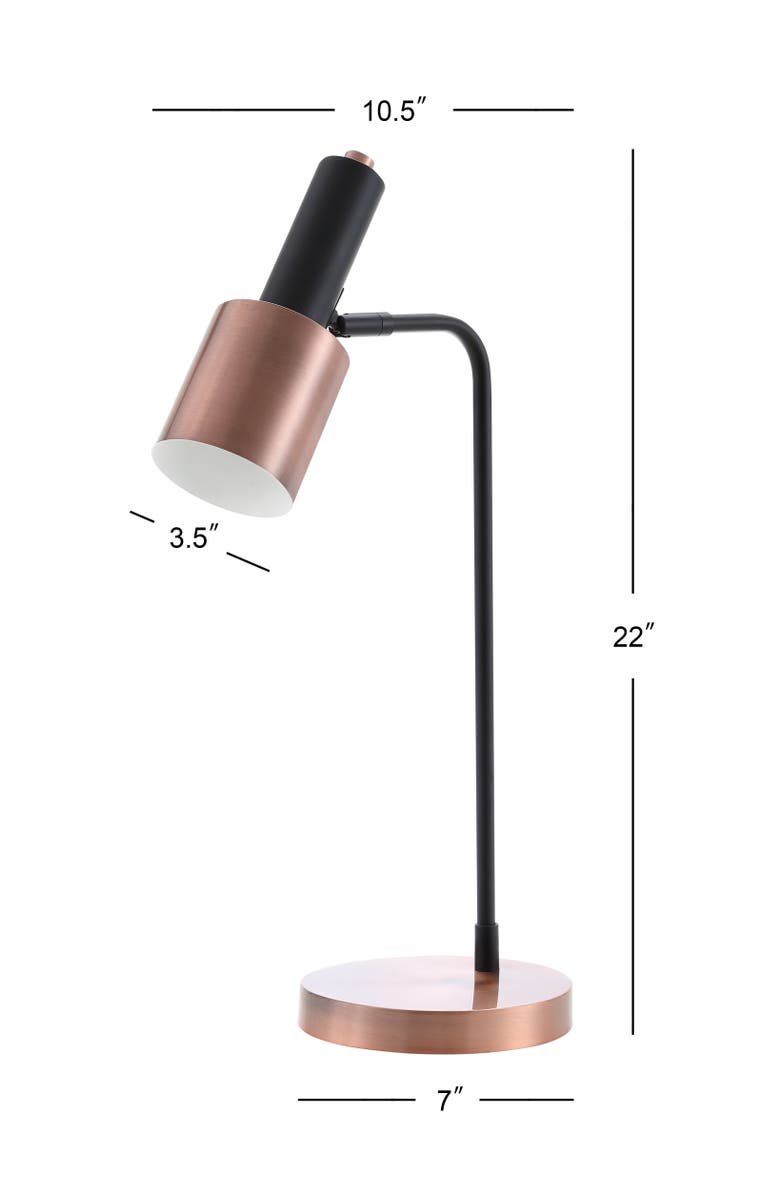 JONATHAN Y Brady 22" Metal LED Task Table Lamp, Copper/Black, Alternate, color, Copper/Black