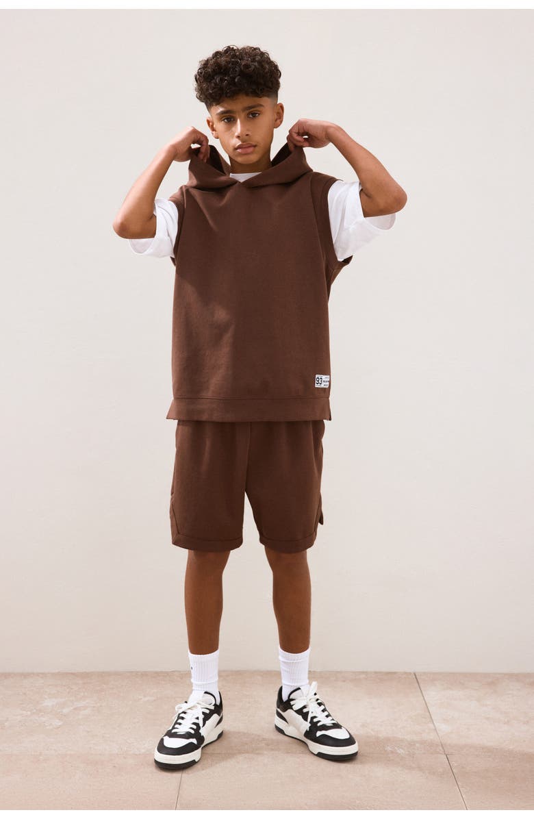 H&M Sleeveless Sports Hoodie Set With Drymove, Alternate, color, Dark Brown