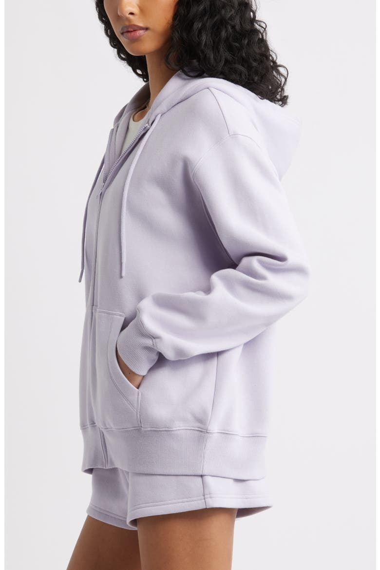 Oversize Zip Fleece Hoodie, Alternate, color, PURPLE THISTLE