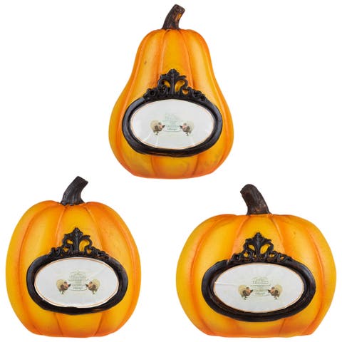 "Thanks, Today, Tomorrow, Always" Fall Harvest Pumpkin Decorations - 5.5" - Set of 3