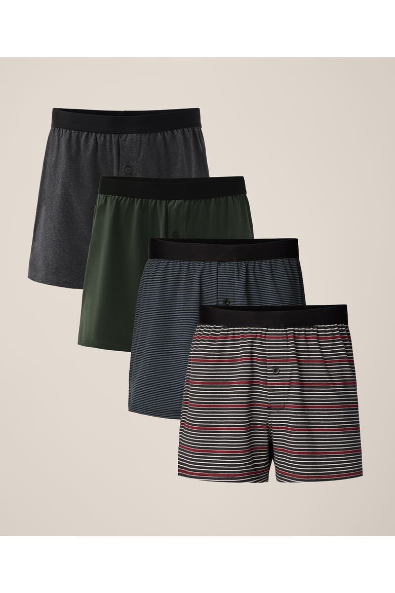 Everyday Knit Boxer 4-Pack Made With Organic Cotton, Main, color, Everyday Stripe Bundle