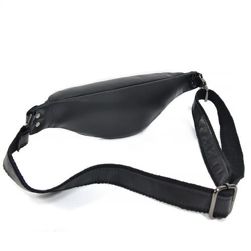Steel Horse Leather Sigrid Smooth Black Leather Waist Bag | Smooth Black Leather Fanny Pack