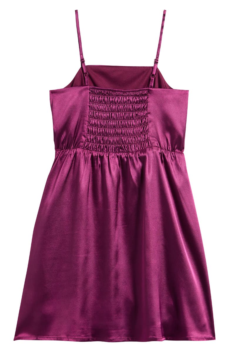 Ava 
Yelly Kids
 Ruffle Satin Dress, Alternate, color, Wine