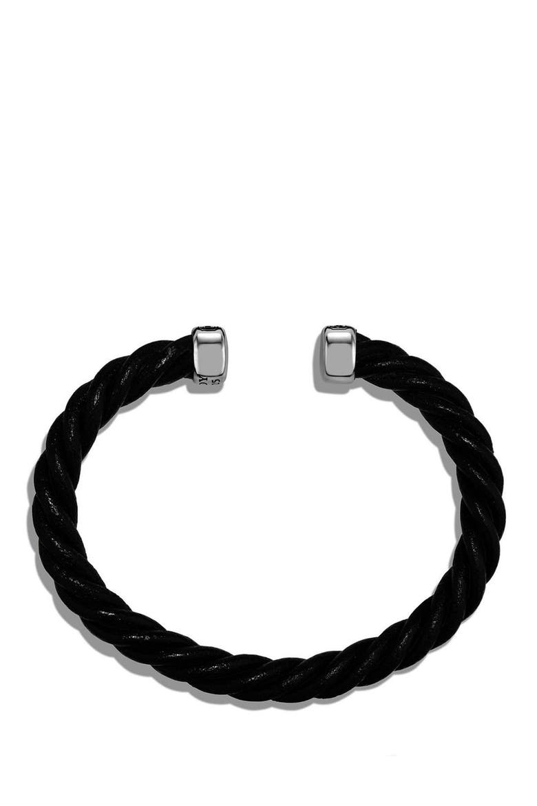 Leather Cuff Bracelet, Alternate, color, SILVER/ BLACK LEATHER