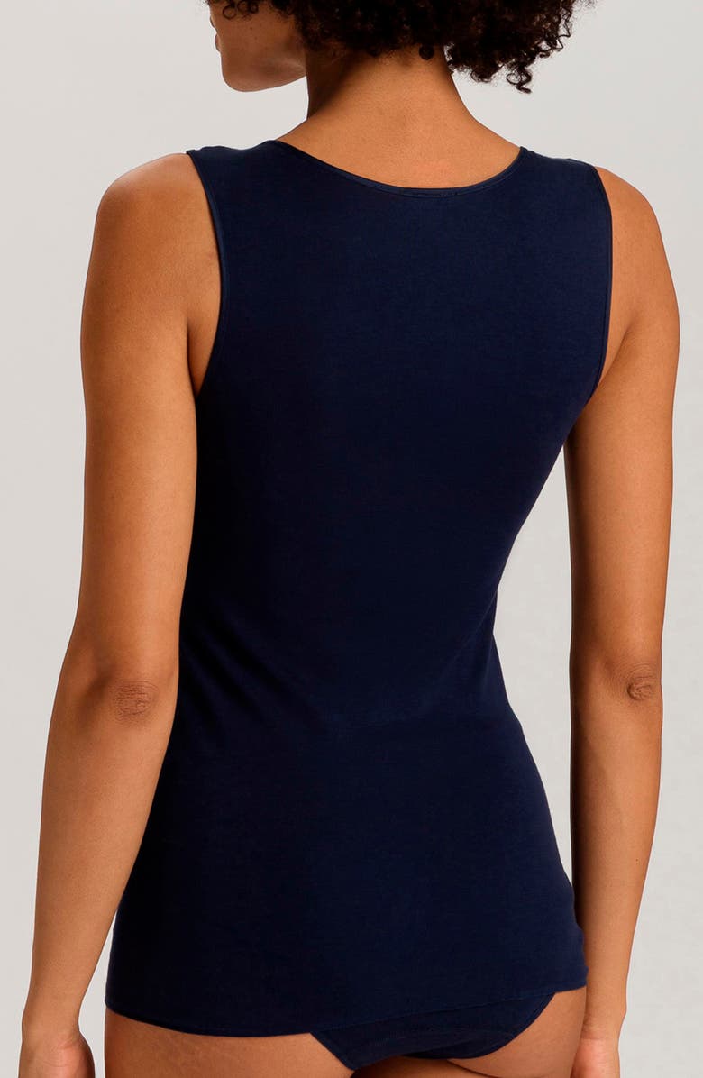 Hanro Belina Embroidered Cotton Tank, Alternate, color, Deep Navy