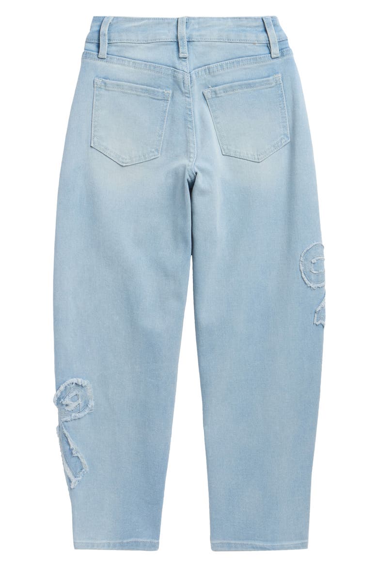 Kids' Bow Barrel Leg Jeans, Alternate, color, LIGHT WASH