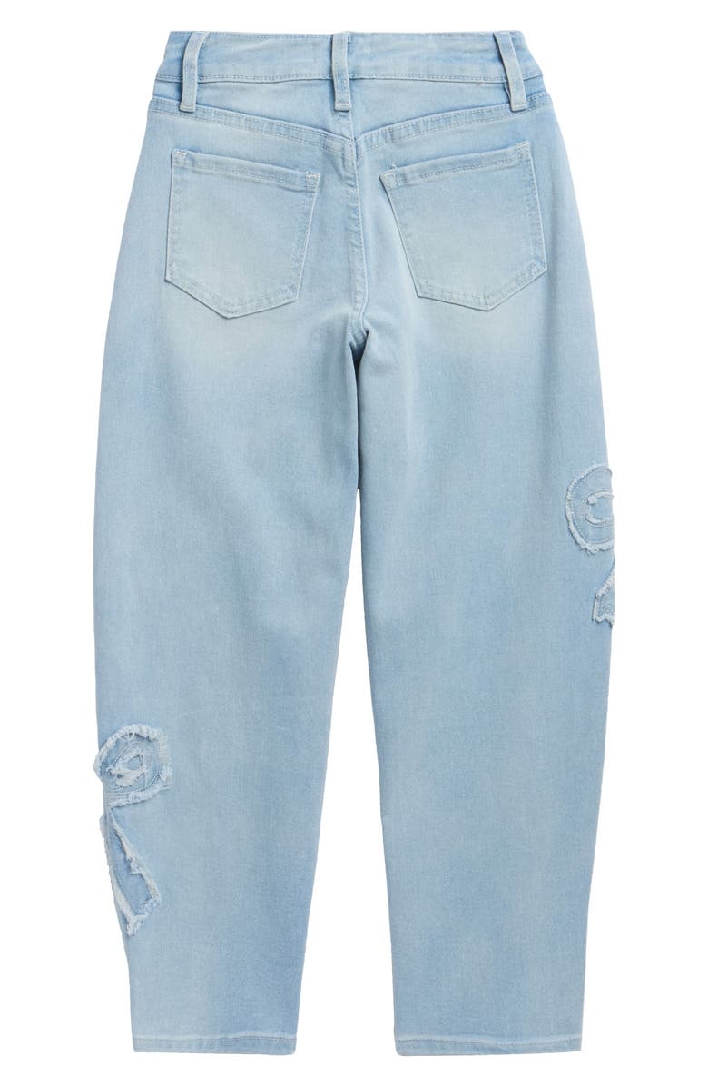 YMI Kids' Bow Barrel Leg Jeans, Alternate, color, Light Wash