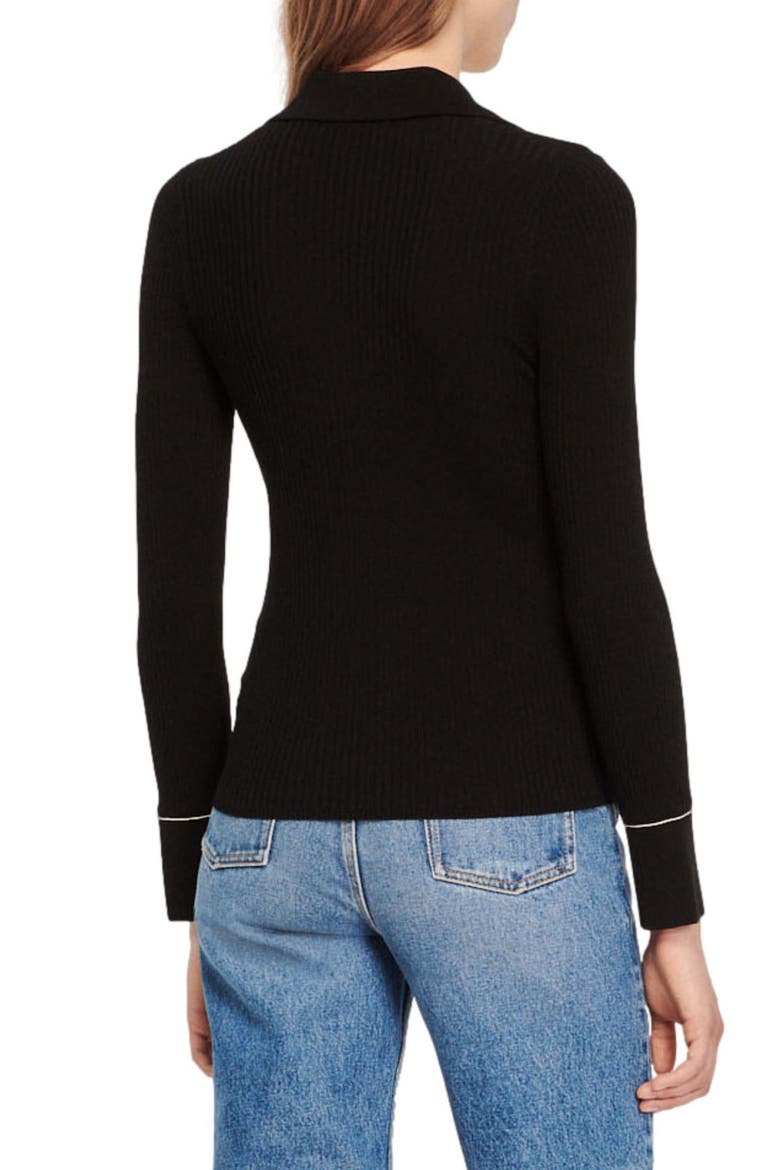Gab Ribbed Button-Up Sweater, Alternate, color, BLACK