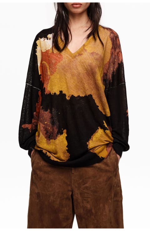 Long Straight-Fit Linen Sweater