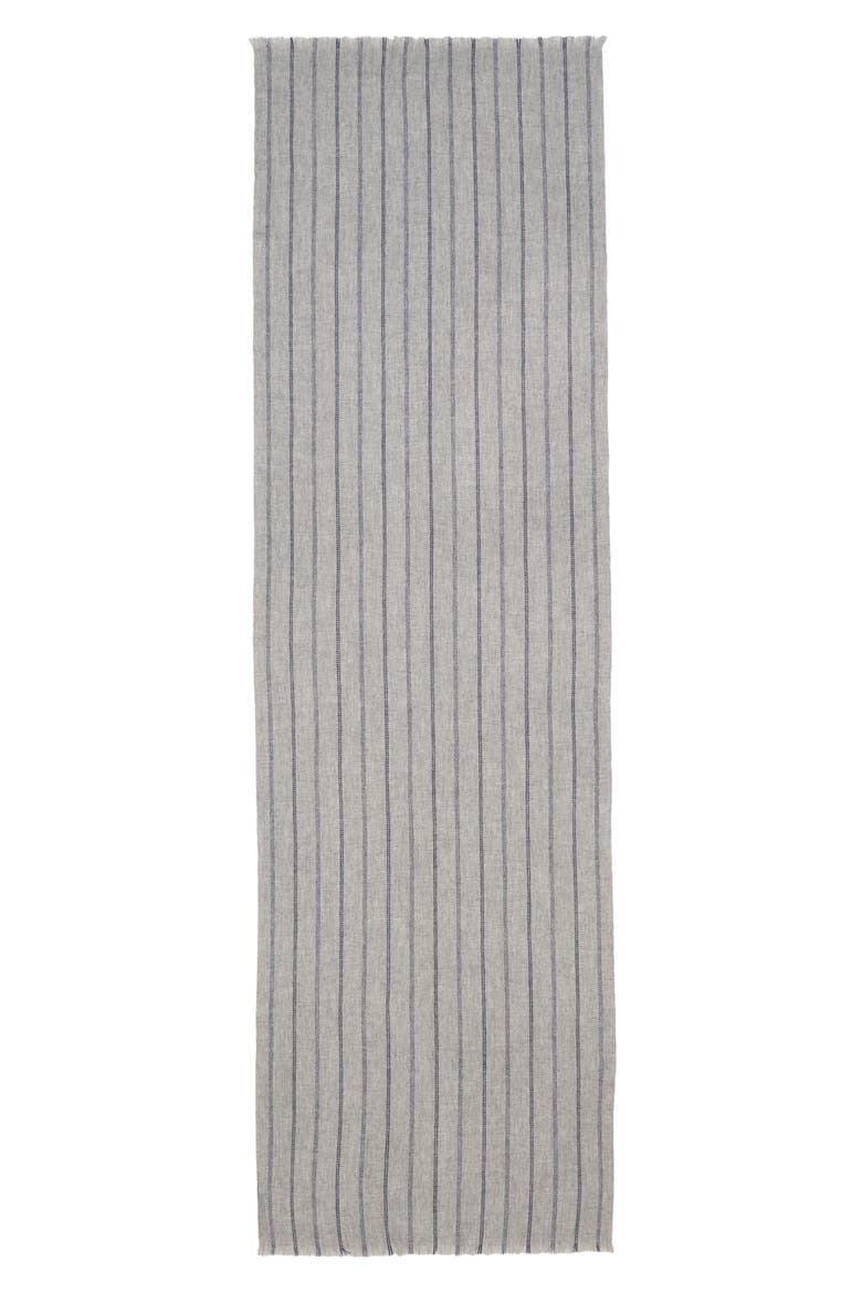 Stripe Lightweight Cashmere Scarf, Alternate, color, WHITE GREY