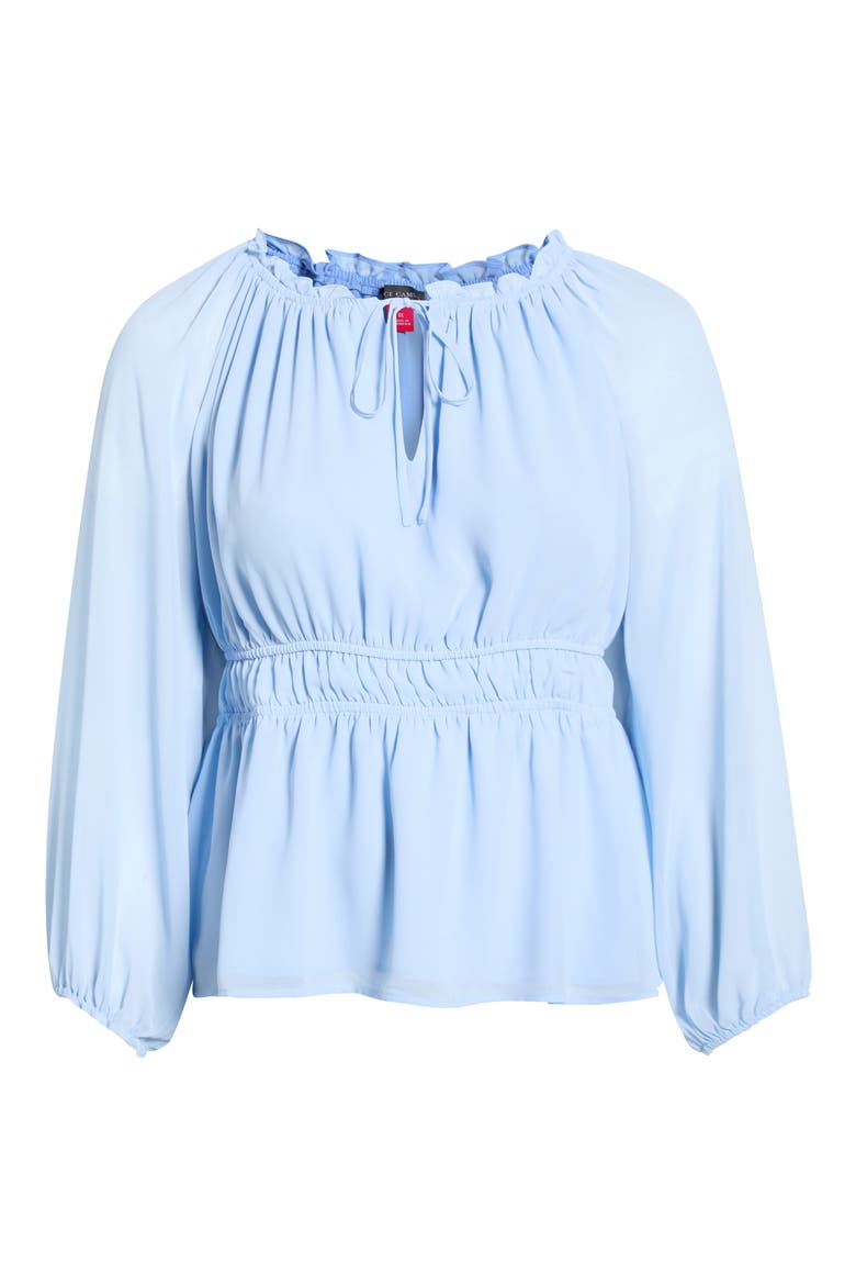 Split Neck Peplum Top, Alternate, color, SKY