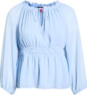 Vince Camuto Split Neck Peplum Top