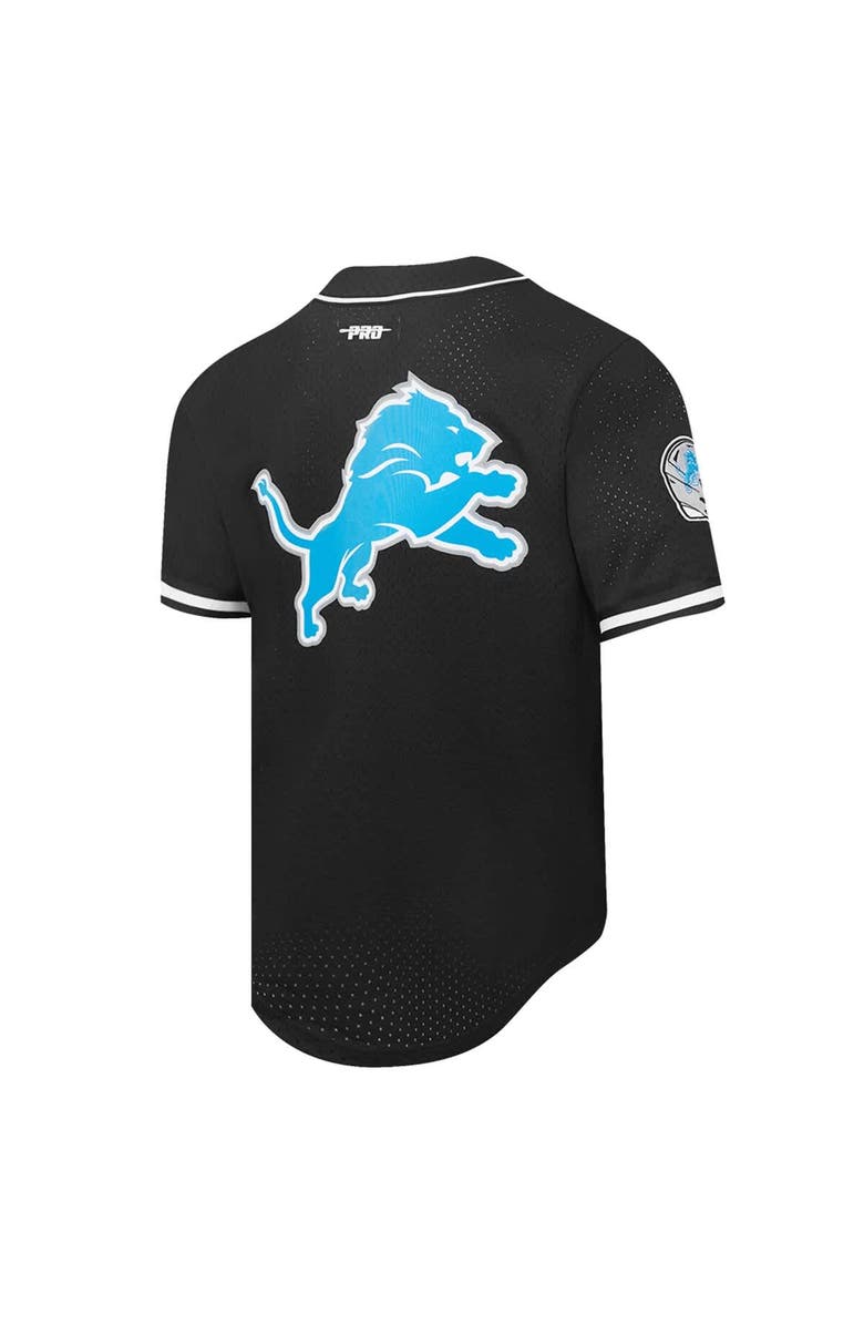 PRO STANDARD Men's Pro Standard Amon-Ra St. Brown Black Detroit Lions Player Name & Number Mesh Button-Up Baseball Shirt, Alternate, color, Black