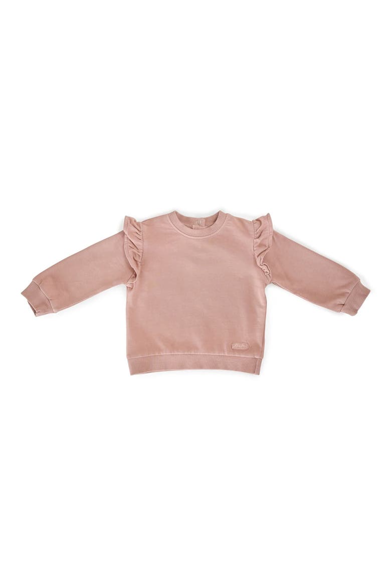 Organic Cotton French Terry Ruffle Sweatshirt, Main, color, SOFT PEONY