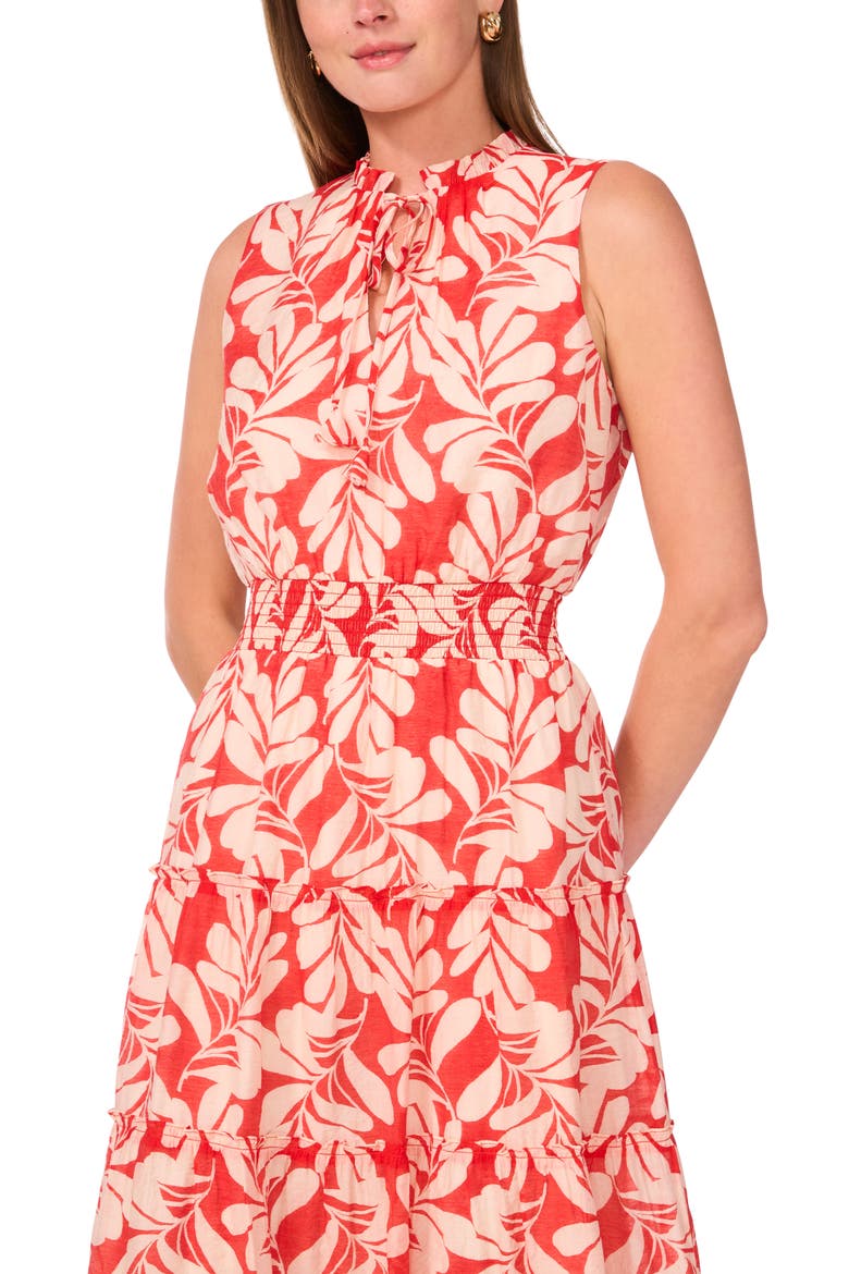Tie Neck Sleeveless Tiered Maxi Dress, Alternate, color, BRILLIANT RED