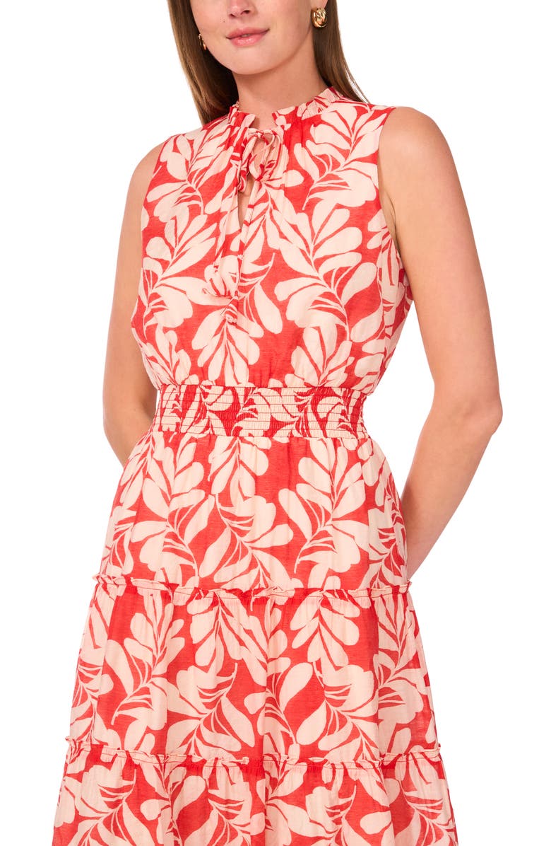 Halogen<sup>®</sup> Tie Neck Sleeveless Tiered Maxi Dress, Alternate, color, Brilliant Red