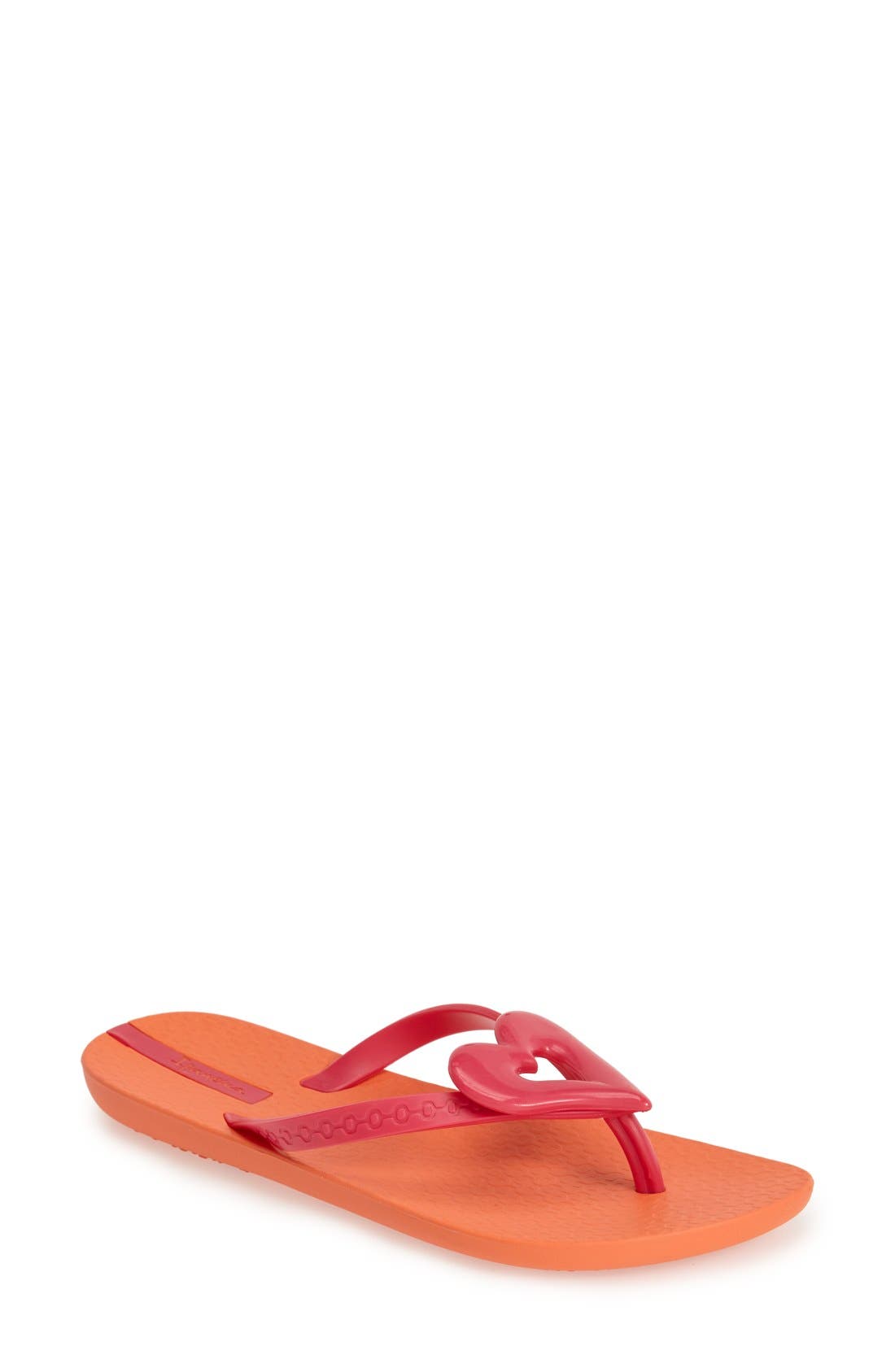 'Neo Love' Flip Flop, Main, color, ORANGE/ PINK