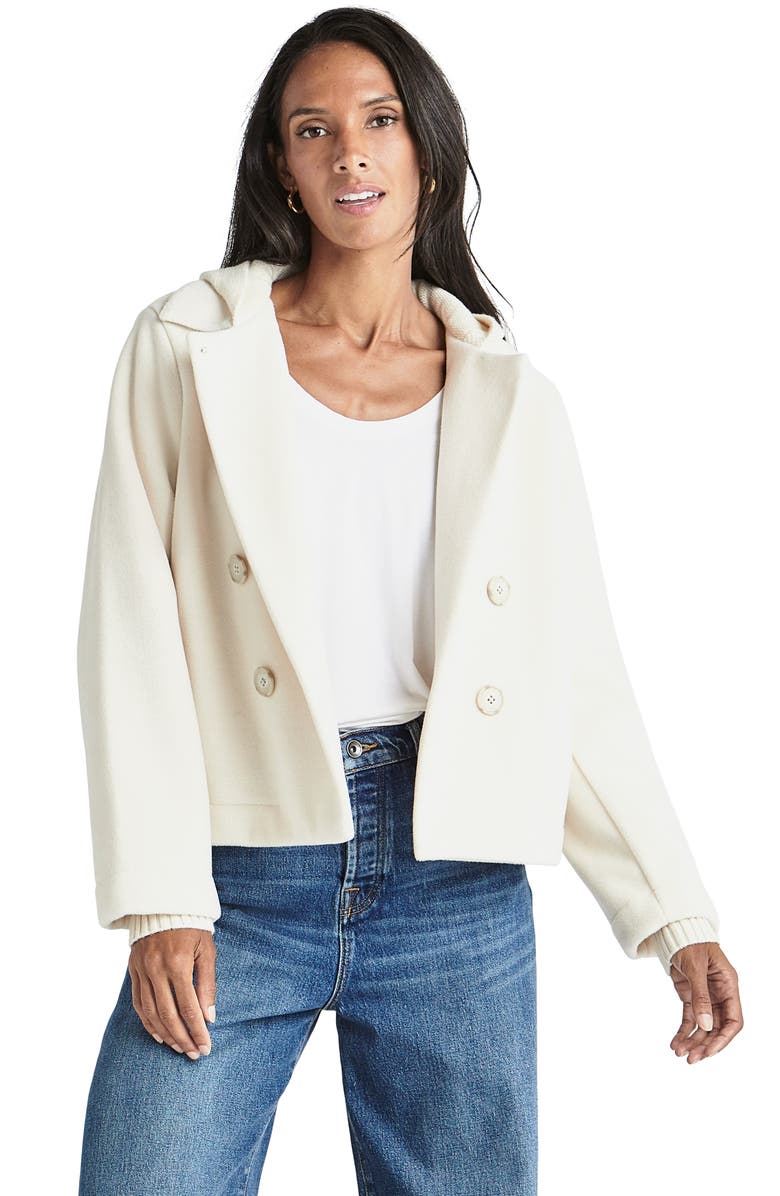 Splendid Jourdan Hooded Crop Knit Peacoat, Alternate, color,