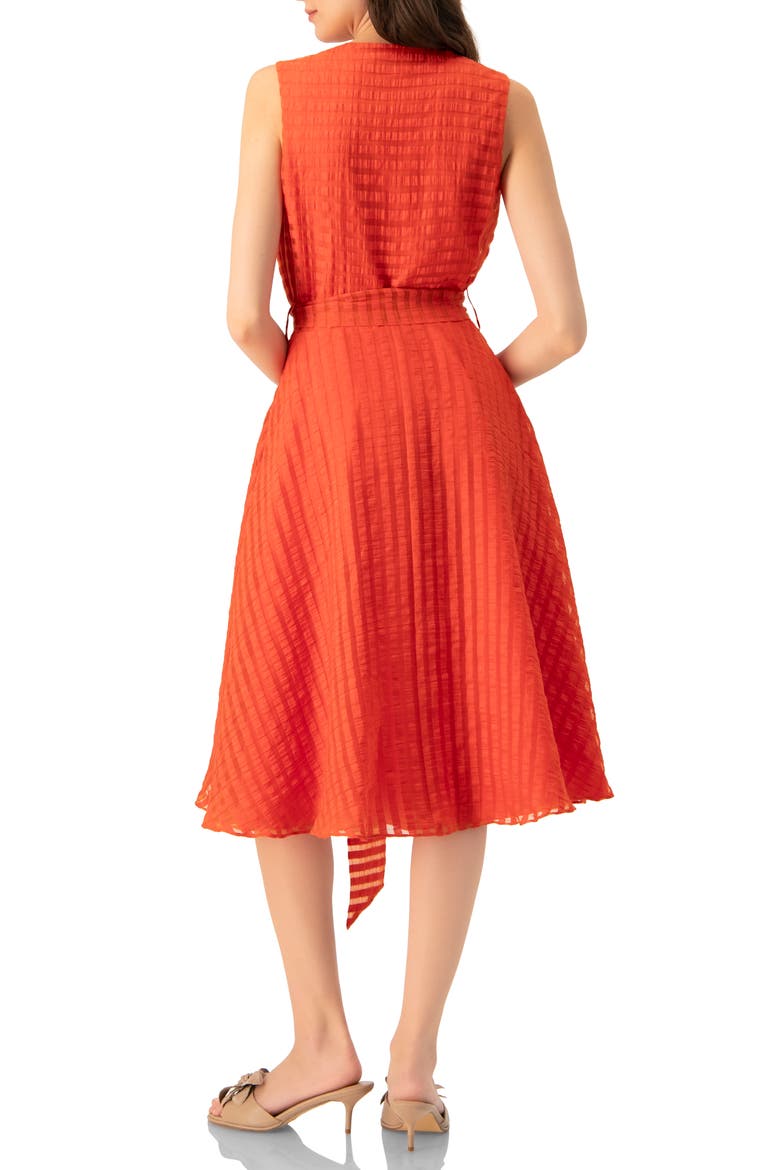 Midi A-Line Dress with Waist Tie, Alternate, color, Orange