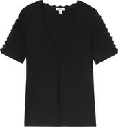 Reiss Marcy Scalloped Rib Knit Top