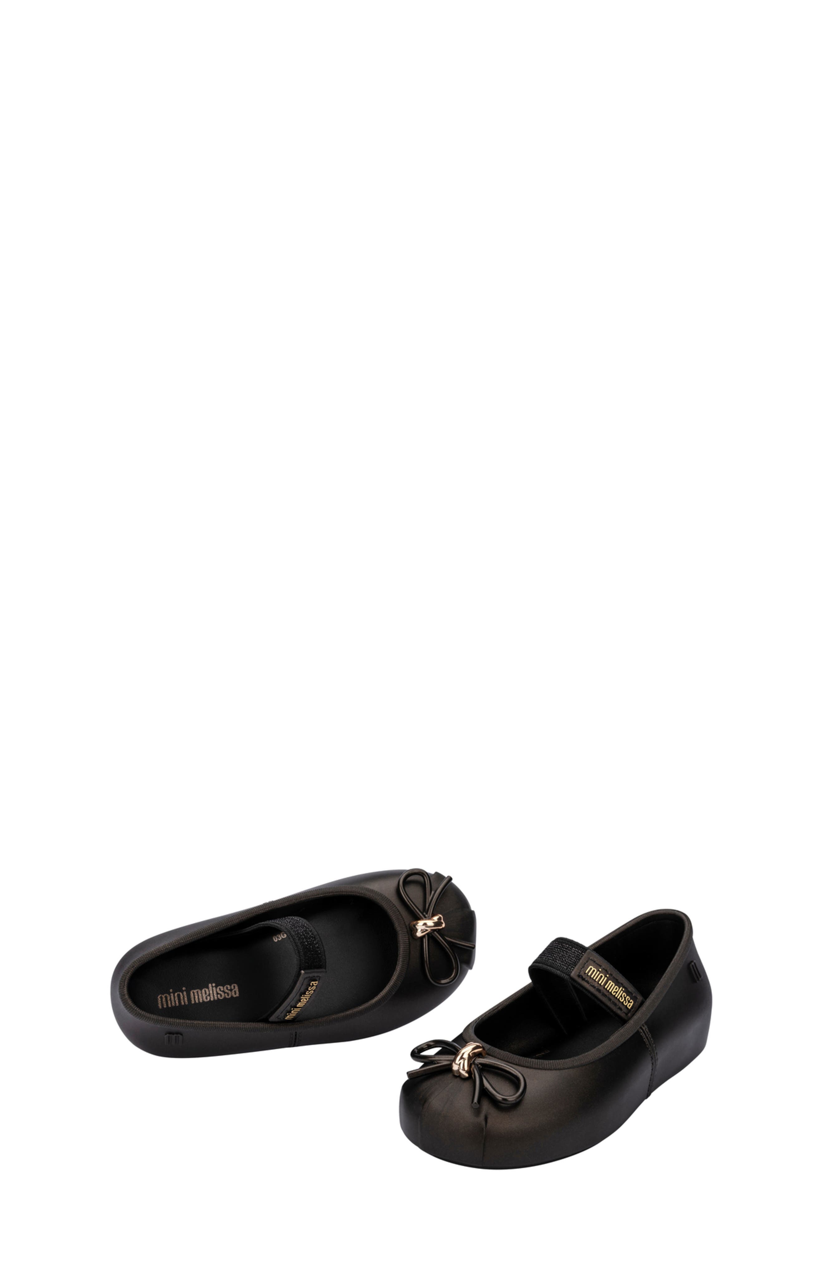 Mini Melissa Sophie Mary Jane Ballet Flat, Alternate, color, Metallic Black