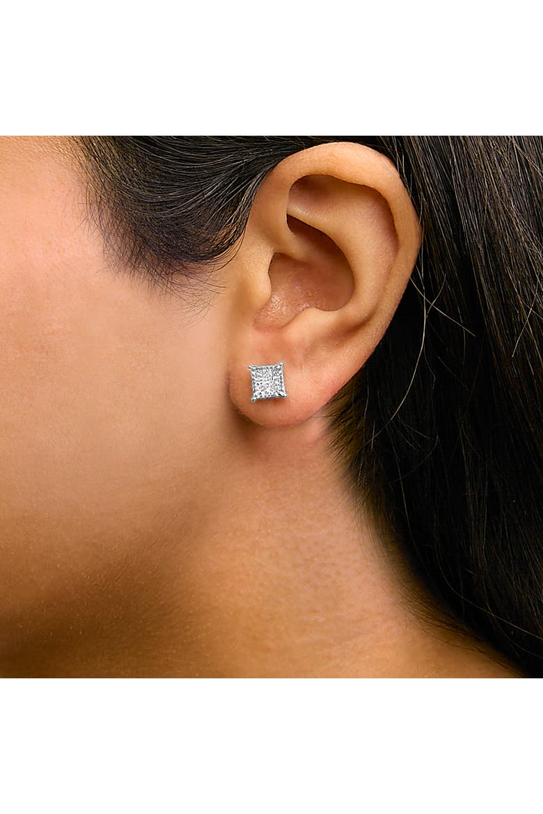 Sterling Silver 1/2 Cttw Princess Diamond Composite Square Stud Earrings, Alternate, color, Silver