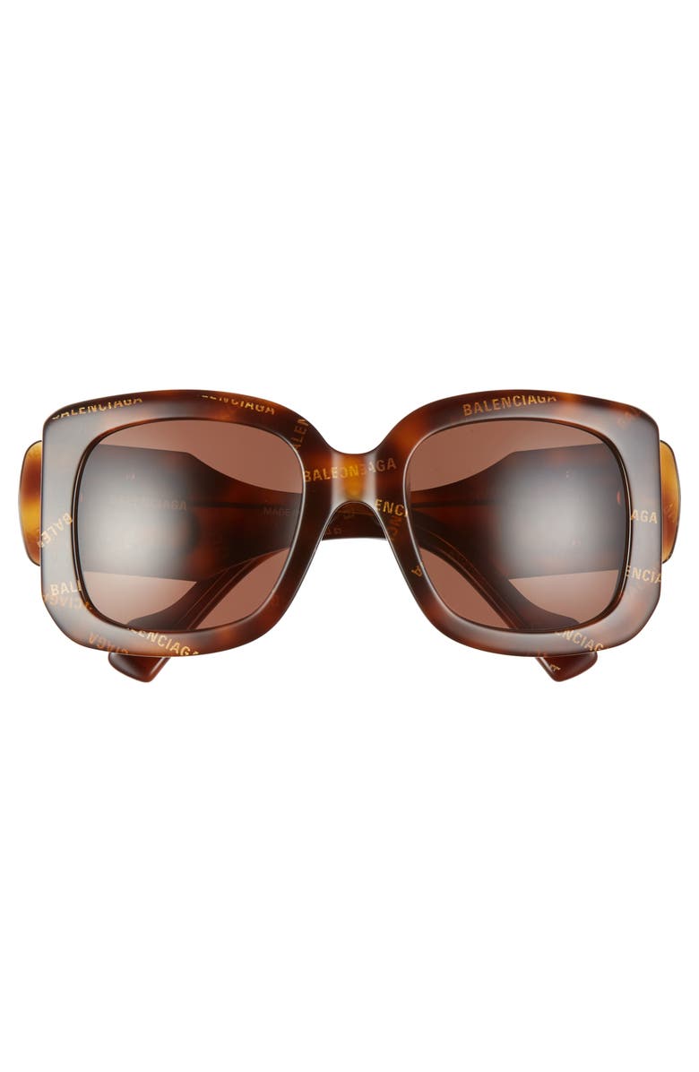 Balenciaga Paris D-Frame 53mm Square Sunglasses, Alternate, color, Shiny Balenciaga Havana