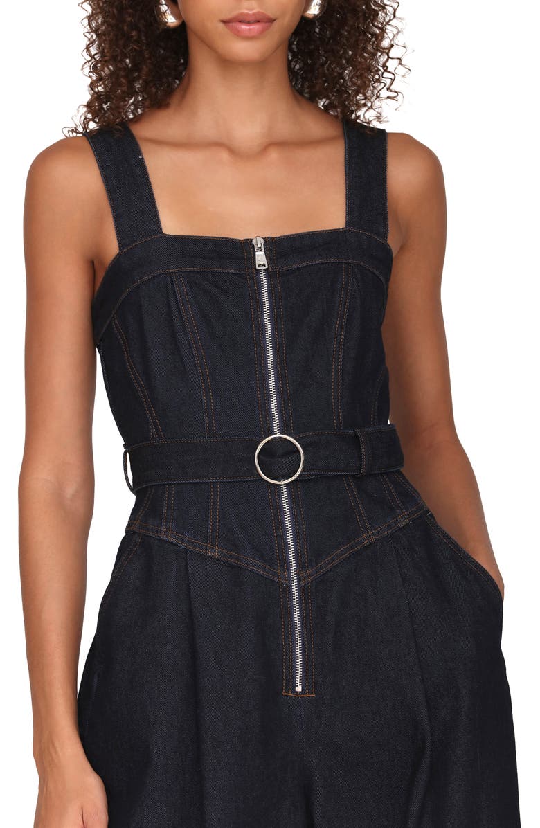 Avec Les Filles Zip Front Corset Jumpsuit, Alternate, color, Dark Rinse Wash
