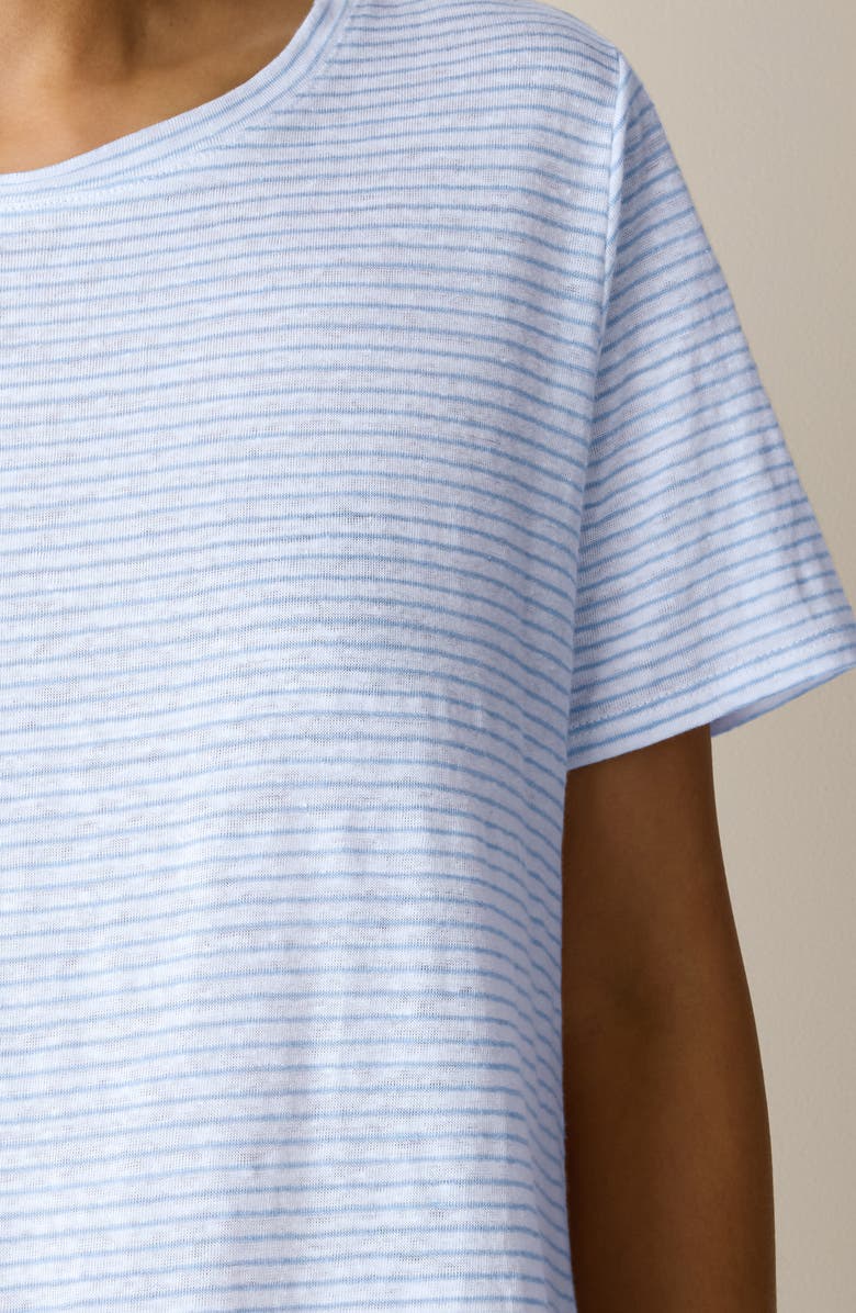 Eileen Fisher Stripe Organic Linen T-Shirt, Alternate, color, Skylight