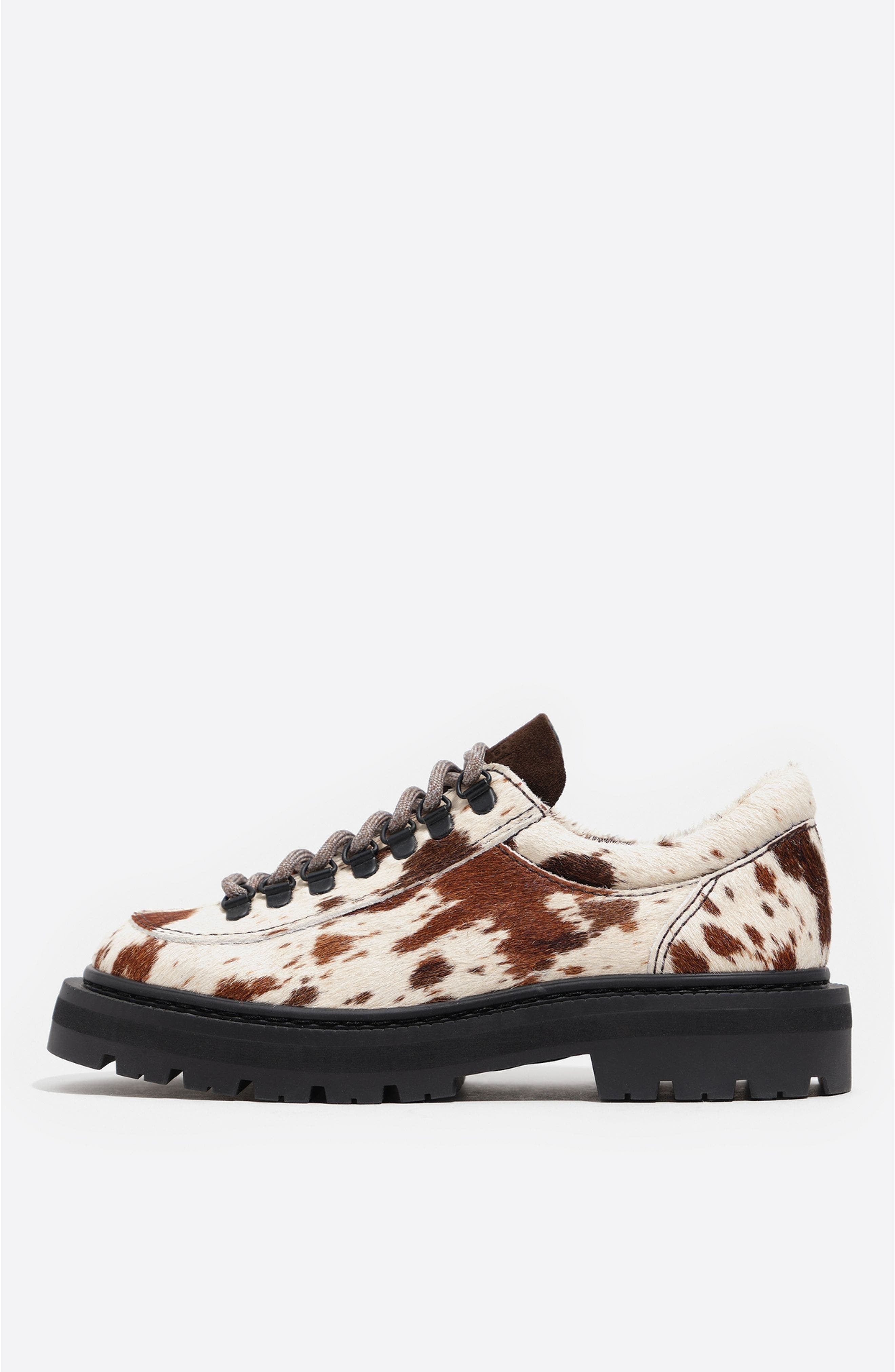 Bimba y Lola Fur Leather Lace-Up Shoe, Main, color, Ochre