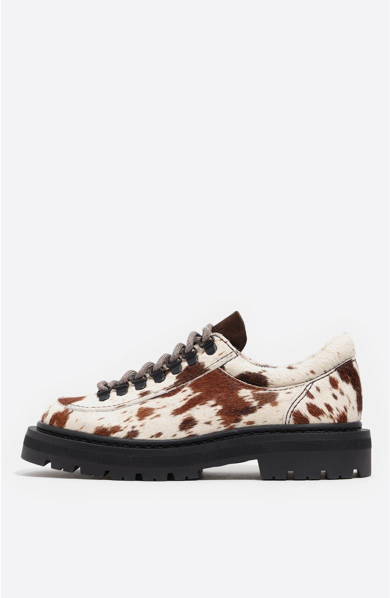 Bimba y Lola Fur Leather Lace-Up Shoe, Main, color, Ochre