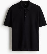 H&M Slim Fit Textured-knit Polo Shirt