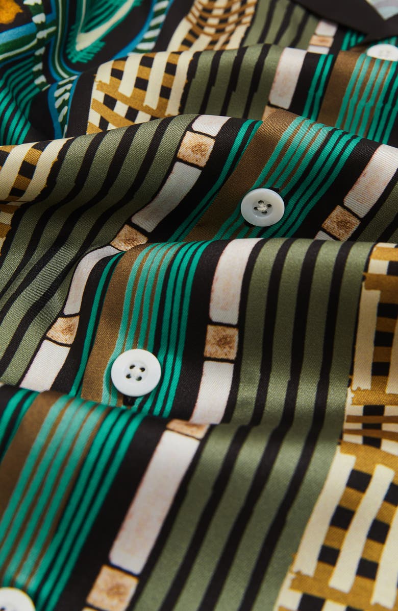 Reiss x Ché Sala Satin Camp Shirt, Alternate, color, Green Multi