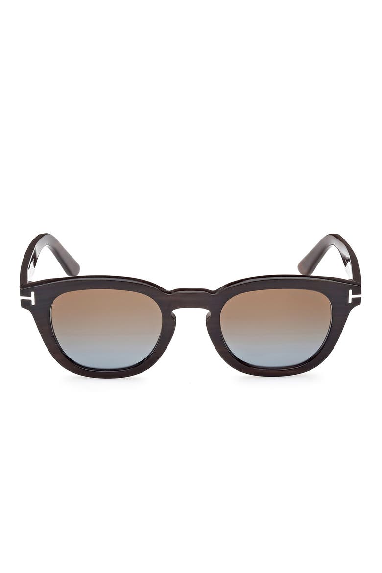 48mm Gradient Polarized Square Sunglasses, Main, color, BROWN HORN / GRADIENT BROWN