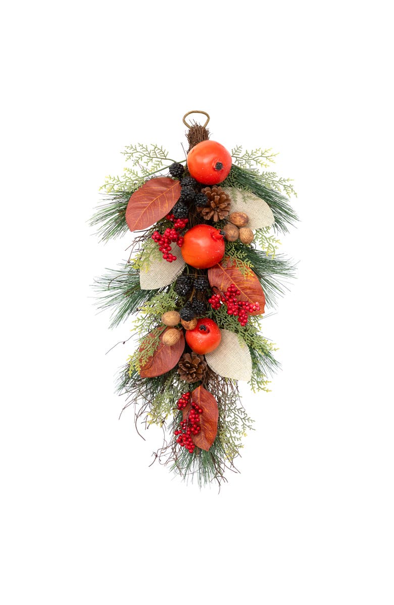 Northlight Mixed Berry and Pomegranate Artificial Fall Harvest Teardrop Swag - 30", Main, color, 