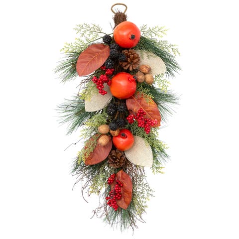 Mixed Berry and Pomegranate Artificial Fall Harvest Teardrop Swag - 30"