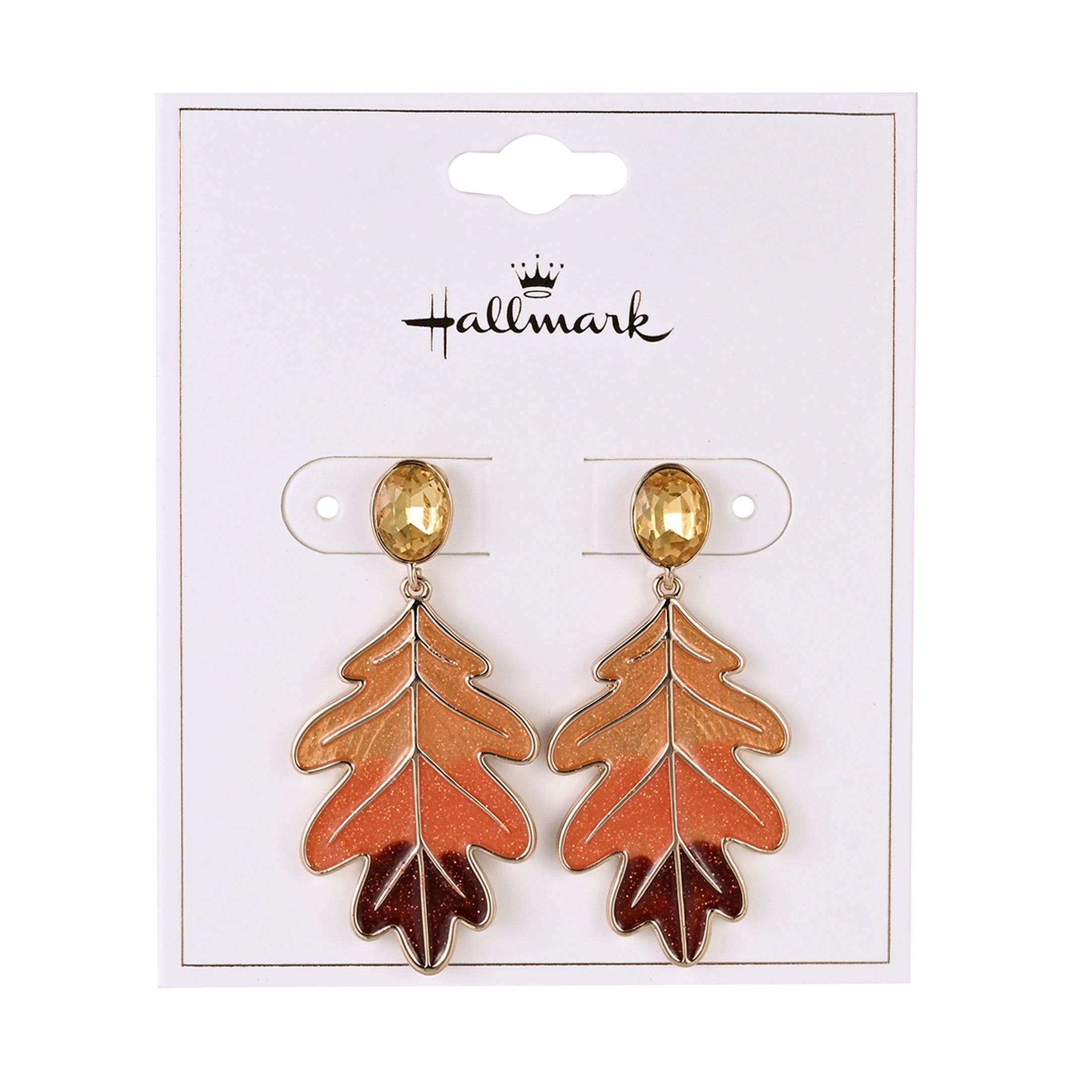 Hallmark Glitter Enamel Oak Leaf Earrings (Women) | Nordstrom
