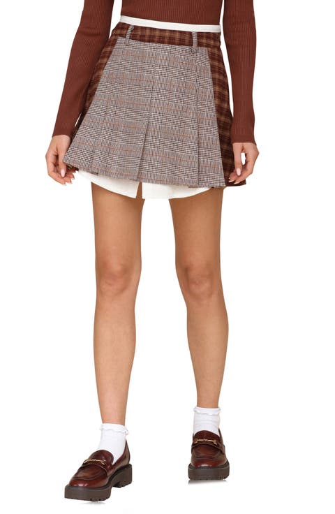 Plaid Layered Look Miniskirt