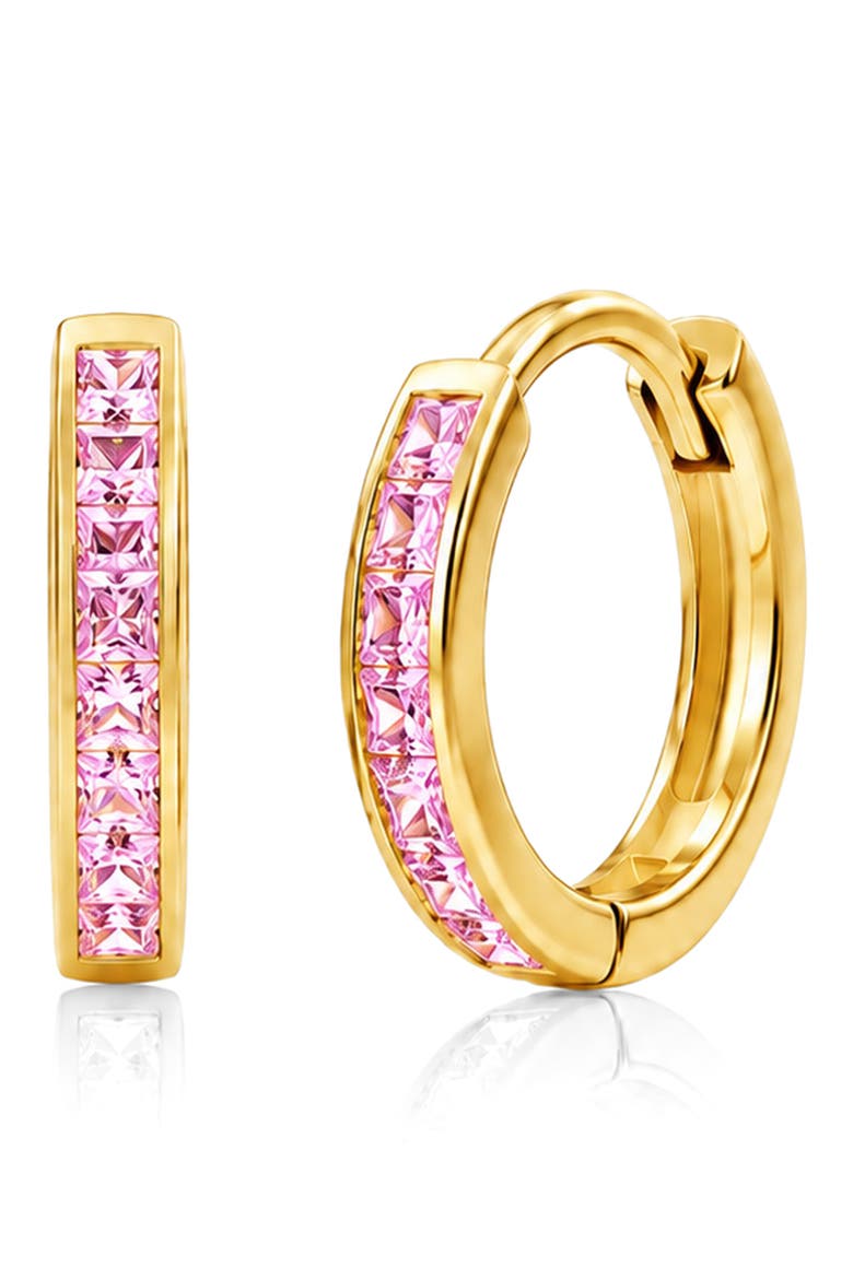 Kids' Cubic Zirconia Hoop Earrings, Main, color, PINK