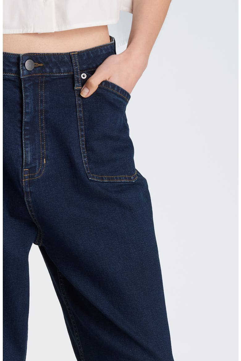 High Waist Front Pocket Crop Barrel Jeans, Alternate, color, DARK INDIGO RINSE WASH