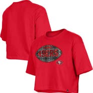 New Era Girl's New Era Scarlet San Francisco 49ers Flip Sequin Boxy T-Shirt